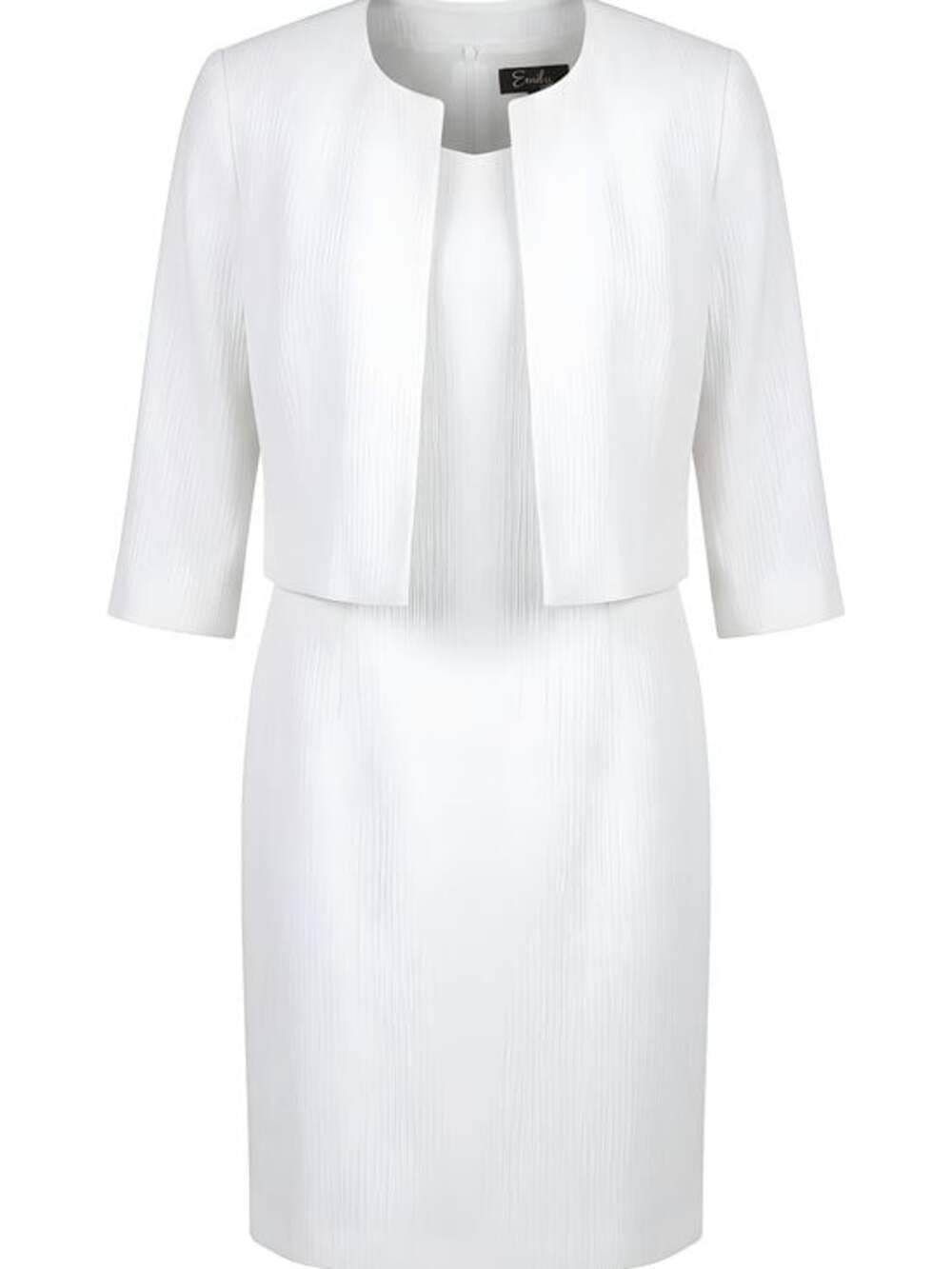 White Two-Piece Sheath Dress with Cropped Belero Jacket